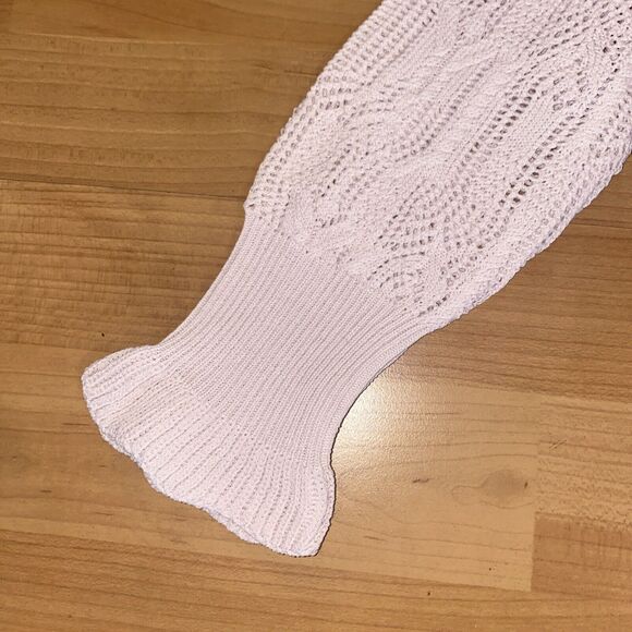 Joie Blush Pink Joie "Caire" Crochet Open Knit Pullover Ruffle Sweater- Size M - Picture 11 of 16